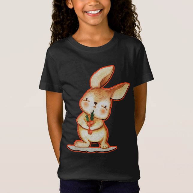 Cute Easter Bunny Black Girls T Shirt (Front)