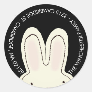 Cute Easter bunny black hole fun address Classic Round Sticker