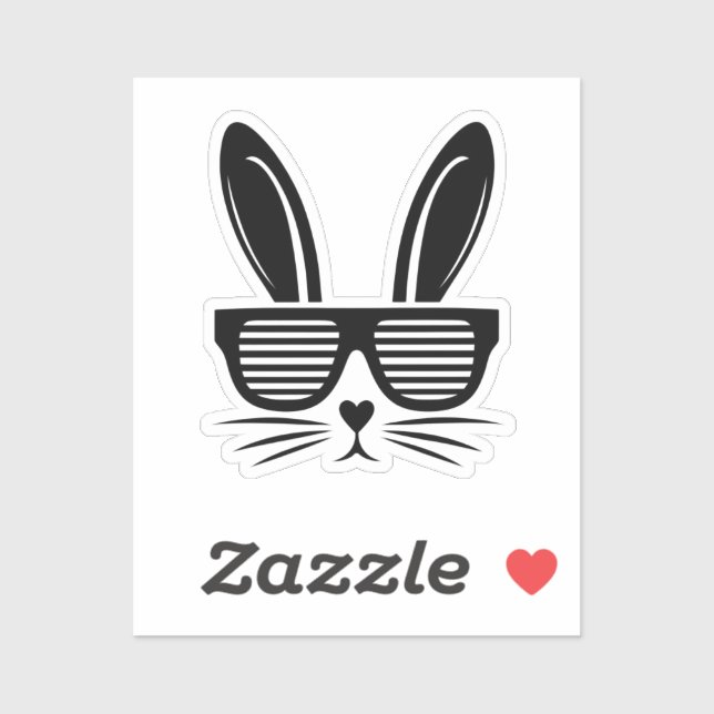 Cute Easter bunny black outlined with glasses kids (Sheet)