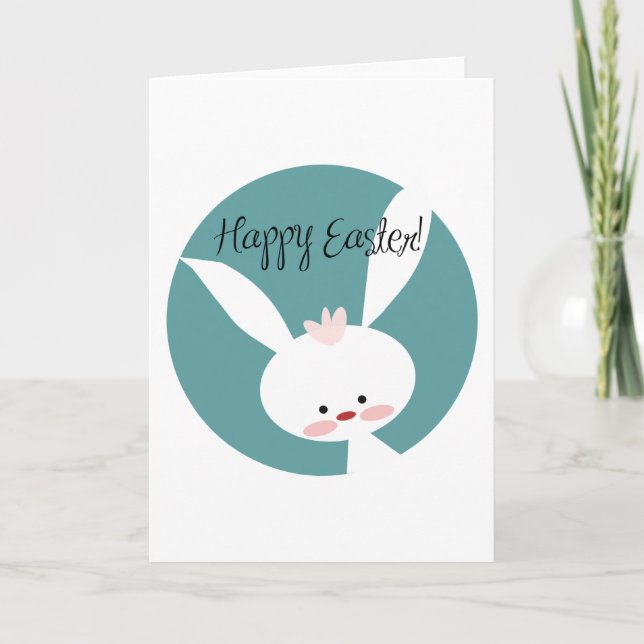 Cute Easter Bunny Blank Greeting Card (Front)