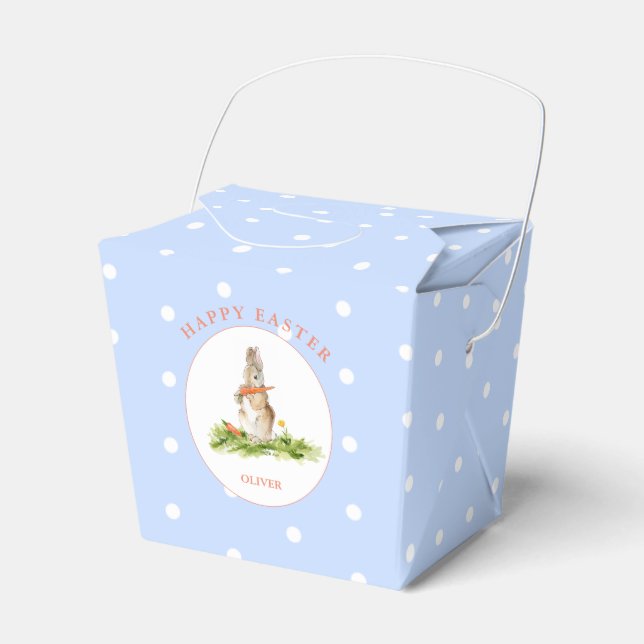 Cute Easter bunny blue Easter gift Favour Box (Front Side)
