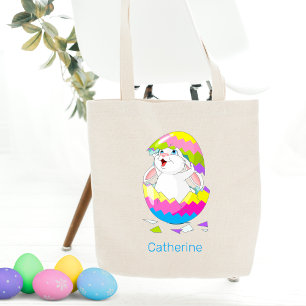Cute Easter Bunny Breaking Out Of Egg Personalised Tote Bag