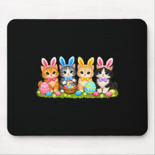 Cute Easter Bunny Cats Pastel Eggs Spring Kittens Mouse Pad