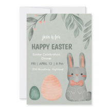 Cute Easter Bunny Celebration Dinner Invitation