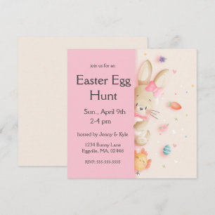 Cute Easter Bunny & Chick Eggs Invitation
