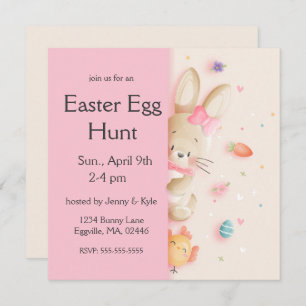 Cute Easter Bunny & Chick Eggs Invitation
