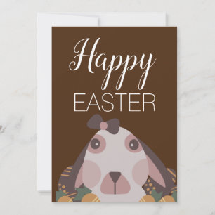 Cute Easter Bunny Chocolate Brown Holiday Card