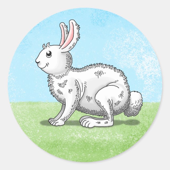 Cute Easter Bunny Classic Round Sticker (Front)