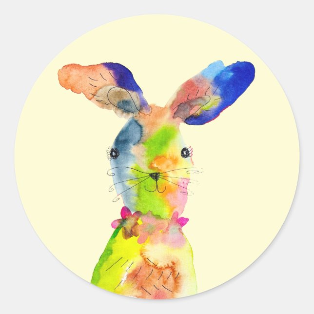 Cute Easter bunny  Classic Round Sticker (Front)
