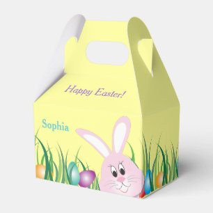 Cute Easter Bunny & Colored Eggs Personalized Favour Box