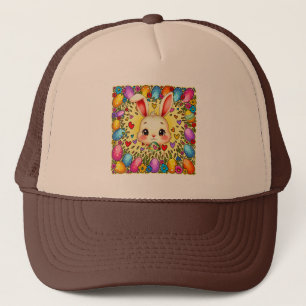 Cute Easter Bunny – Colorful Eggs Art boné Trucker Hat