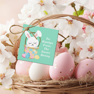 Cute Easter Bunny Custom Pastel Green Party Favour Tags