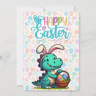 Cute, Easter bunny dinosaur Holiday Card