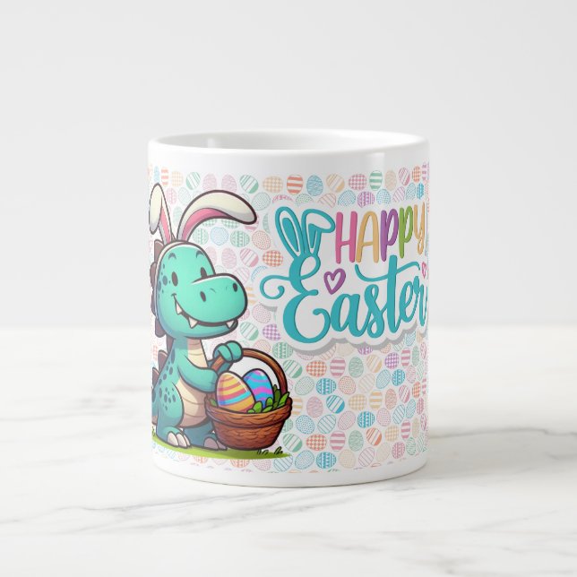 Cute, Easter bunny dinosaur Large Coffee Mug (Front)