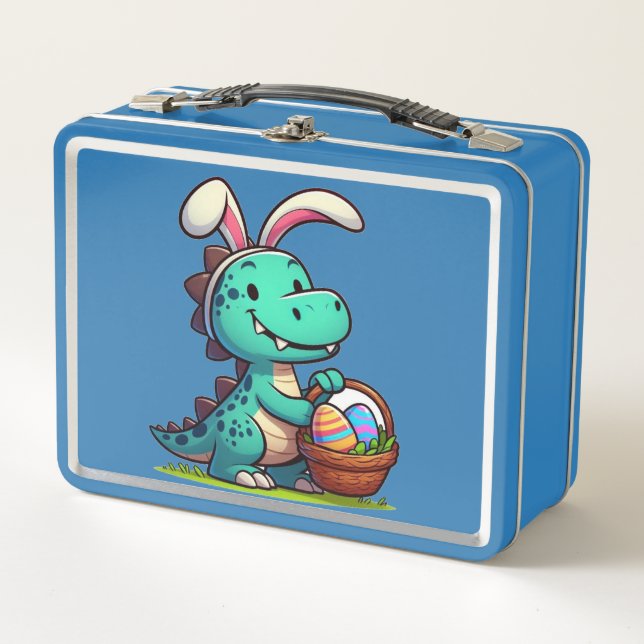 Cute, Easter bunny dinosaur Metal Lunch Box (Front)
