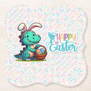 Cute, Easter bunny dinosaur Paper Coaster
