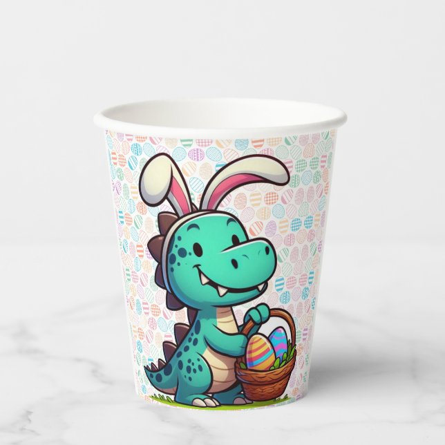 Cute, Easter bunny dinosaur Paper Cups (Front)