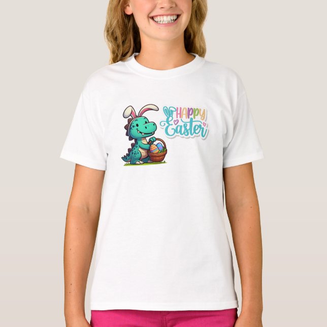 Cute, Easter bunny dinosaur T-Shirt (Front)