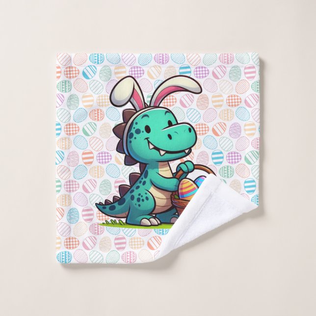 Cute, Easter bunny dinosaur Wash Cloth (Wash Cloth)