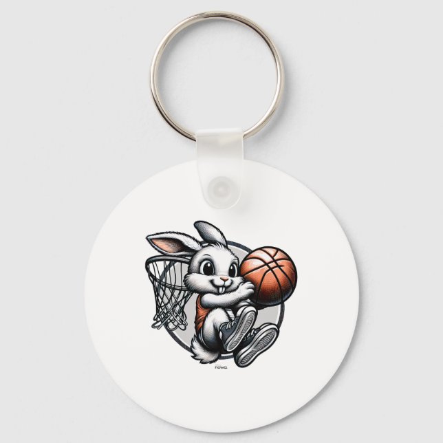 Cute Easter Bunny Dunk Squad Bysketbyll  Key Ring (Front)