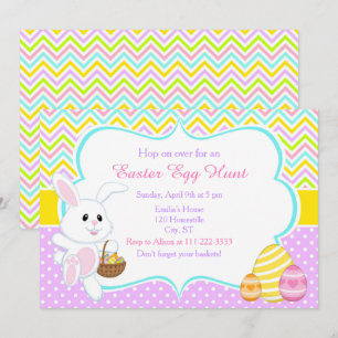Cute Easter Bunny Easter Egg Hunt Invitation