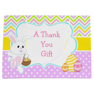 Cute Easter Bunny Easter Egg Hunt Thank You Large Gift Bag