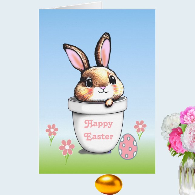 Cute Easter Bunny & Easter Egg on Light Blue (Creator Uploaded)