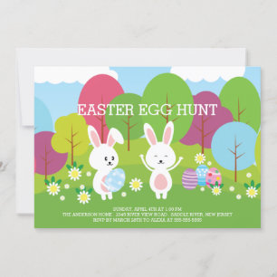 Cute Easter Bunny Egg Hunt Easter Party Invitation