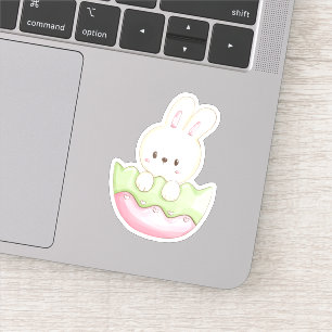 Cute Easter Bunny Egg Pink Green Vinyl Sticker