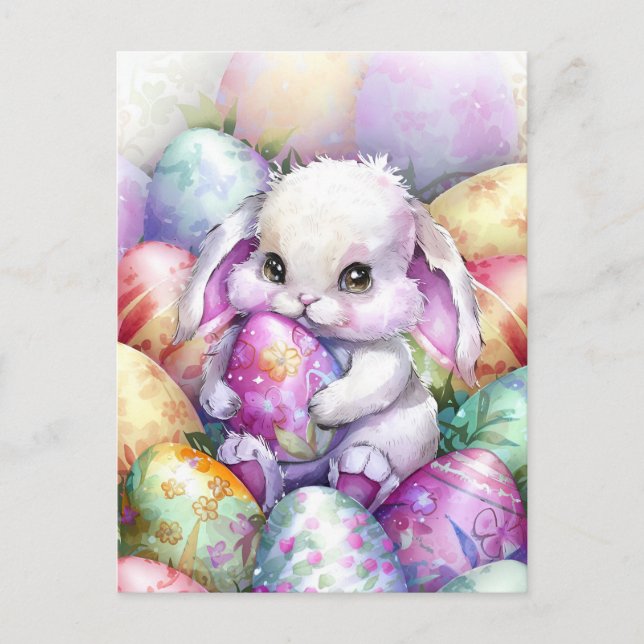 Cute Easter bunny eggs Postcard (Front)