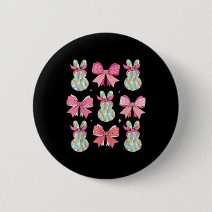 Cute Easter Bunny Face Coquette Bow Easter Day Gir 6 Cm Round Badge