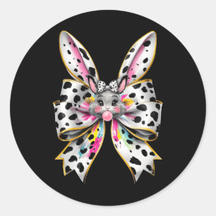 Cute Easter Bunny Face Coquette Bow Easter Day Gir Classic Round Sticker