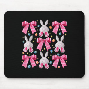 Cute Easter Bunny Face Coquette Bow Easter Day Gir Mouse Pad
