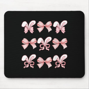 Cute Easter Bunny Face Coquette Bow Easter Day Gir Mouse Pad