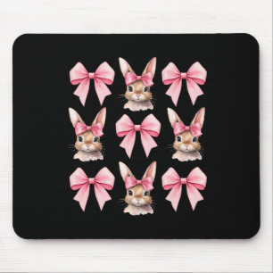Cute Easter Bunny Face Coquette Bow Easter Day Gir Mouse Pad