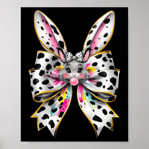 Cute Easter Bunny Face Coquette Bow Easter Day Gir Poster