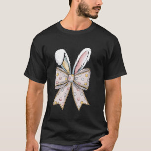 Cute Easter Bunny Face Coquette Bow Easter Day Gir T-Shirt
