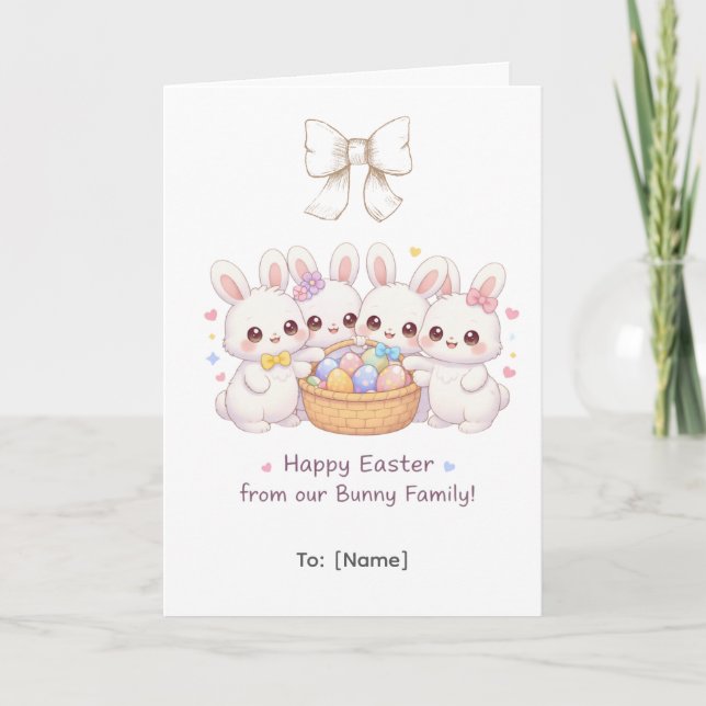Cute Easter Bunny Family Design Card (Front)