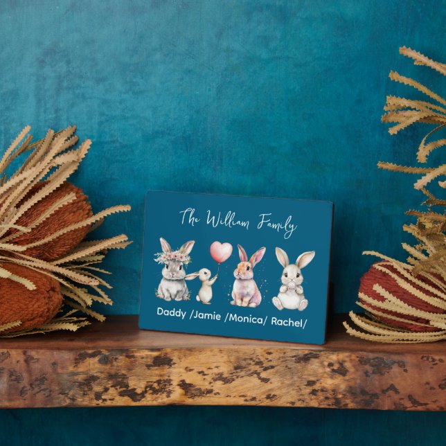 Cute Easter Bunny Family Plaque – Personalised  (Side)