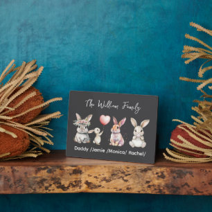 Cute Easter Bunny Family Plaque – Personalised