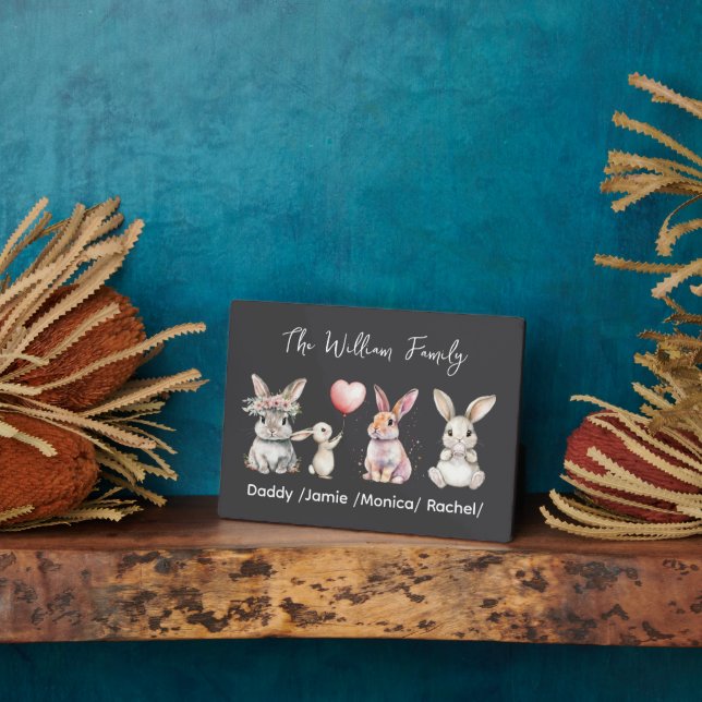 Cute Easter Bunny Family Plaque – Personalised  (Side)