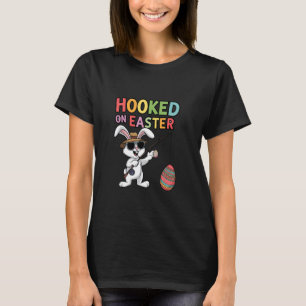 Cute Easter Bunny Fishing catching Eggs Fun Holida T-Shirt