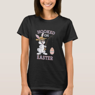 Cute Easter Bunny Fishing catching Eggs Fun Holida T-Shirt