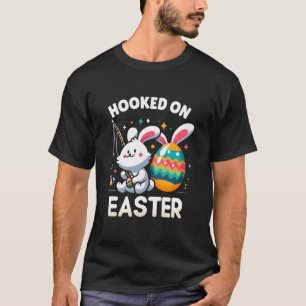 Cute Easter Bunny Fishing for Eggs Fun Holiday T-Shirt