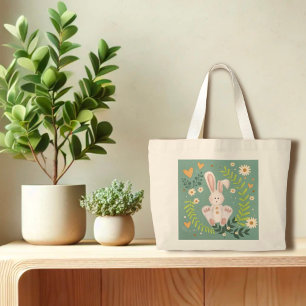 Cute Easter Bunny Floral Inspirivity Tote Bag