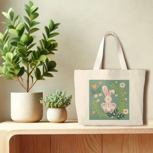 Cute Easter Bunny Floral Inspirivity Tote Bag (Creator Uploaded)