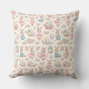 Cute Easter Bunny Floral Pattern - Pastel Spring  Cushion