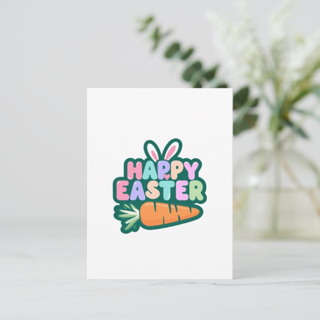 Cute Easter Bunny for a positive mood Postcard (Standing Front)
