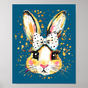 Cute easter bunny for women pink rabbit coquette poster