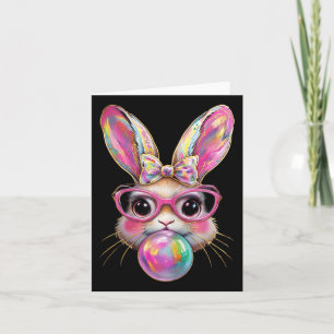 Cute Easter Bunny Gles Blowing Bubble Bunny Coquet Card